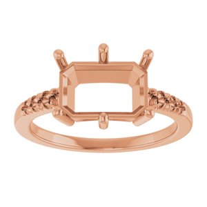 14K Rose Gold 10x7 mm Emerald Ring Mounting – image 6