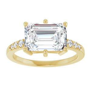 18K Yellow Gold 10x7 mm Emerald Ring Mounting – image 5