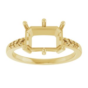 18K Yellow Gold 10x7 mm Emerald Ring Mounting – image 6