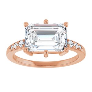 18K Rose Gold 10x7 mm Emerald Ring Mounting – image 5