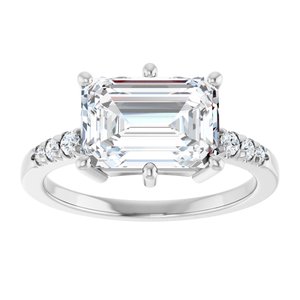 14K X1 White Gold 10x7 mm Emerald Ring Mounting – image 5