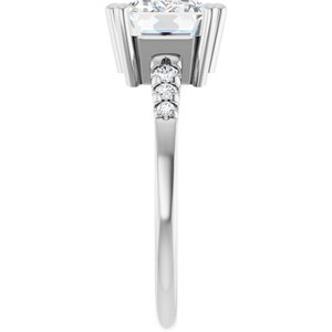 18K White Gold 10x7 mm Emerald Ring Mounting – image 7