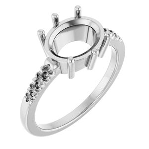 10K White Gold 10x8 mm Oval Ring Mounting – image 2
