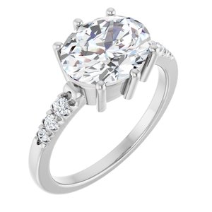 10K White Gold 10x8 mm Oval Ring Mounting