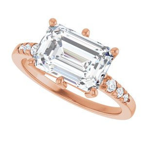 10K Rose Gold 10x7 mm Emerald Ring Mounting – image 8