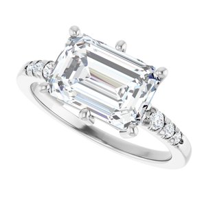 14K X1 White Gold 10x7 mm Emerald Ring Mounting – image 8