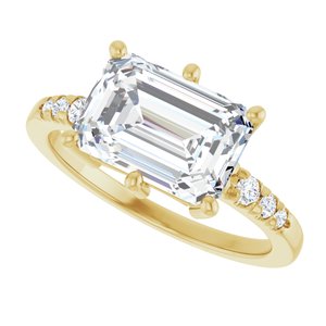 18K Yellow Gold 10x7 mm Emerald Ring Mounting – image 8