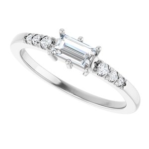 10K White Gold 5x3 mm Straight Baguette Ring Mounting – image 8