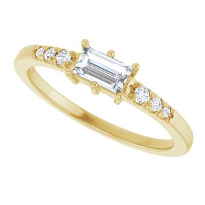 10K Yellow Gold 5x3 mm Straight Baguette Ring Mounting – image 8