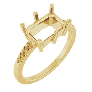10K Yellow Gold 10x7 mm Emerald Ring Mounting – image 2