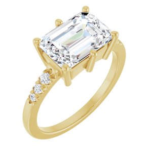 10K Yellow Gold 10x7 mm Emerald Ring Mounting