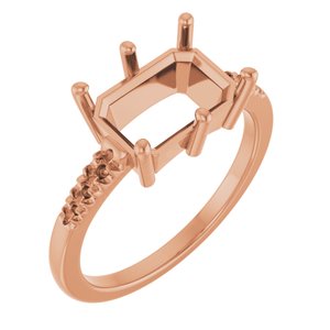 10K Rose Gold 10x7 mm Emerald Ring Mounting – image 2