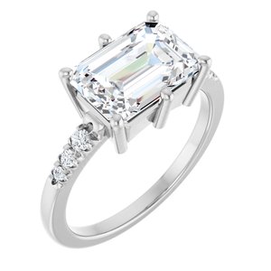 Continuum Sterling Silver 10x7 mm Emerald Ring Mounting