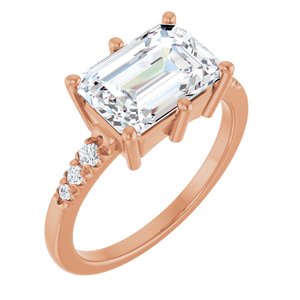 18K Rose Gold 10x7 mm Emerald Ring Mounting