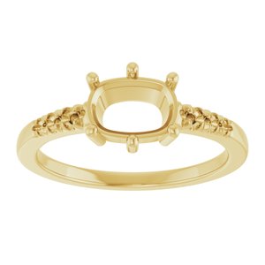 10K Yellow Gold 7.5x5.5 mm Elongated Cushion Ring Mounting – image 6