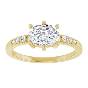 10K Yellow Gold 7.5x5.5 mm Elongated Cushion Ring Mounting – image 5