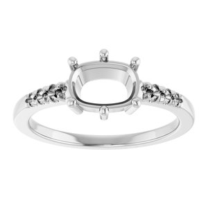 14K White Gold 7.5x5.5 mm Elongated Cushion Ring Mounting – image 6