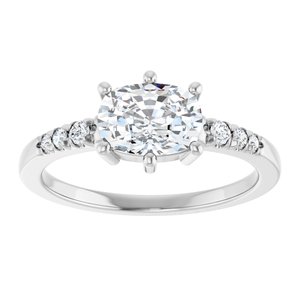14K White Gold 7.5x5.5 mm Elongated Cushion Ring Mounting – image 5
