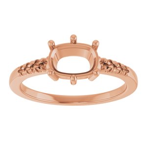 18K Rose Gold 7.5x5.5 mm Elongated Cushion Ring Mounting – image 6