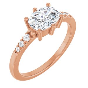10K Rose Gold 7.5x5.5 mm Elongated Cushion Ring Mounting