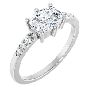 14K White Gold 7.5x5.5 mm Elongated Cushion Ring Mounting