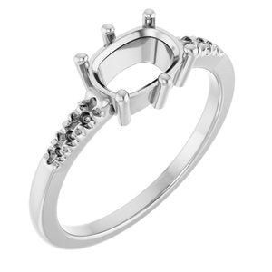 14K White Gold 7.5x5.5 mm Elongated Cushion Ring Mounting – image 2