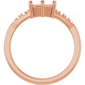 18K Rose Gold 7.5x5.5 mm Elongated Cushion Ring Mounting – image 4