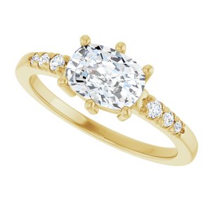 10K Yellow Gold 7.5x5.5 mm Elongated Cushion Ring Mounting – image 8