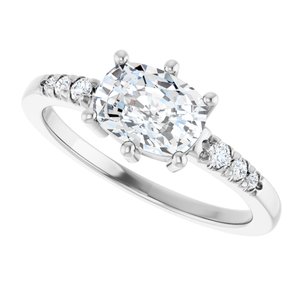 14K X1 White Gold 7.5x5.5 mm Elongated Cushion Ring Mounting – image 8
