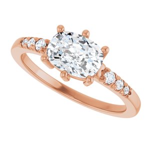 18K Rose Gold 7.5x5.5 mm Elongated Cushion Ring Mounting – image 8