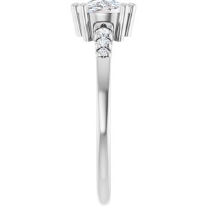 14K White Gold 7.5x5.5 mm Elongated Cushion Ring Mounting – image 7
