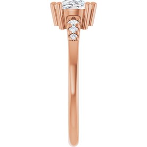 10K Rose Gold 7.5x5.5 mm Elongated Cushion Ring Mounting – image 7