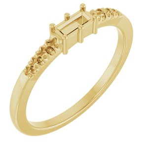 18K Yellow Gold 4.5x2 mm Straight Baguette Ring Mounting – image 2