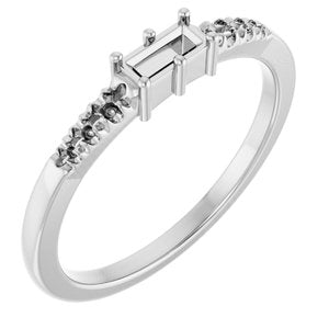 10K White Gold 4.5x2 mm Straight Baguette Ring Mounting – image 2