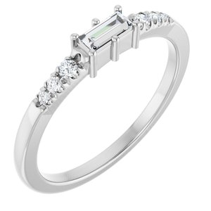 14K X1 White Gold 4.5x2 mm Straight Baguette Ring Mounting