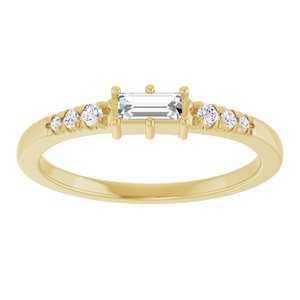 10K Yellow Gold 4.5x2 mm Straight Baguette Ring Mounting – image 5