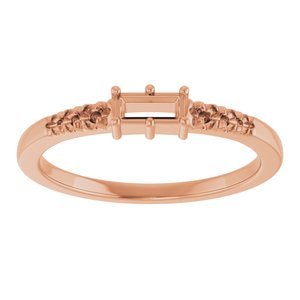 18K Rose Gold 4.5x2 mm Straight Baguette Ring Mounting – image 6