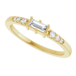 18K Yellow Gold 4.5x2 mm Straight Baguette Ring Mounting – image 8