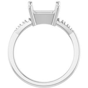 14K X1 White Gold 7.5x7.5 mm Square Ring Mounting – image 4