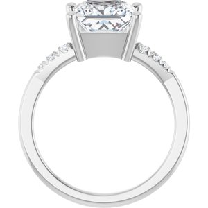 18K White Gold 7.5x7.5 mm Square Ring Mounting – image 3