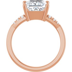 18K Rose Gold 7.5x7.5 mm Square Ring Mounting – image 3