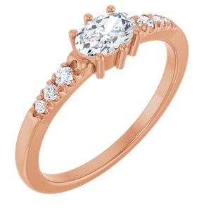 18K Rose Gold 6x4 mm Oval Ring Mounting