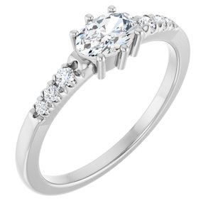 18K White Gold 6x4 mm Oval Ring Mounting