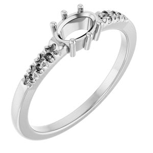 18K White Gold 6x4 mm Oval Ring Mounting – image 2