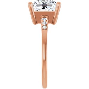 14K Rose Gold 7.5x7.5 mm Square Ring Mounting – image 7