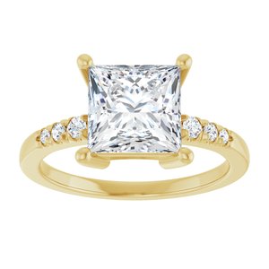 10K Yellow Gold 7.5x7.5 mm Square Ring Mounting – image 5