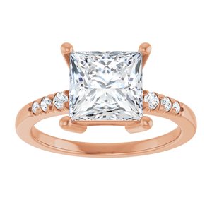 14K Rose Gold 7.5x7.5 mm Square Ring Mounting – image 5