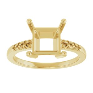 18K Yellow Gold 7.5x7.5 mm Square Ring Mounting – image 6