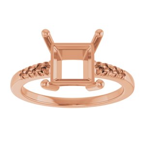 18K Rose Gold 7.5x7.5 mm Square Ring Mounting – image 6