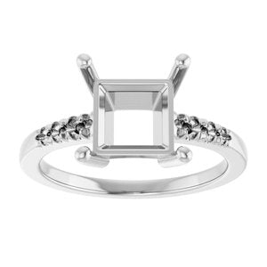 10K White Gold 7.5x7.5 mm Square Ring Mounting – image 6